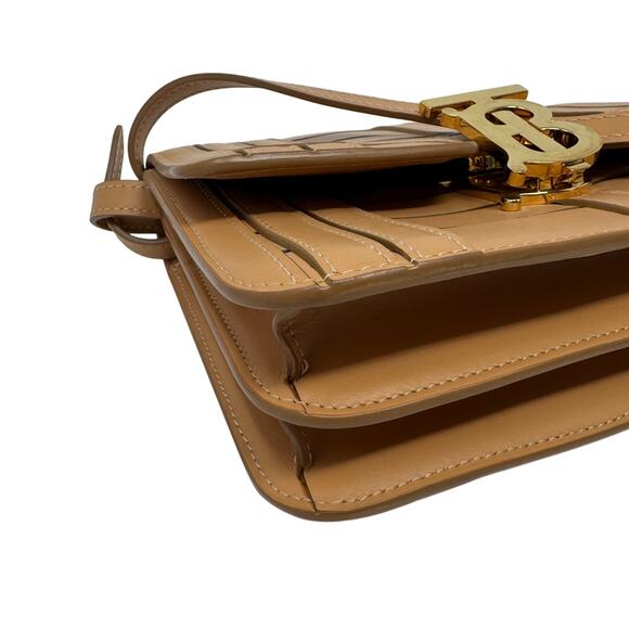 Burberry Small TB Bag Tan Leather Crossbody with Gold TB Logo — with Dust Bag - Picture 12 of 14
